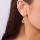 18K Gold-Plated Rhinestone Christmas Tree Dangle Earrings