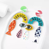 Evil Eye & Fish Dangle Earrings