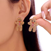Alloy Gingerbread Man Stud Earrings