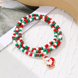 Christmas Beaded Necklace with Santa Charm