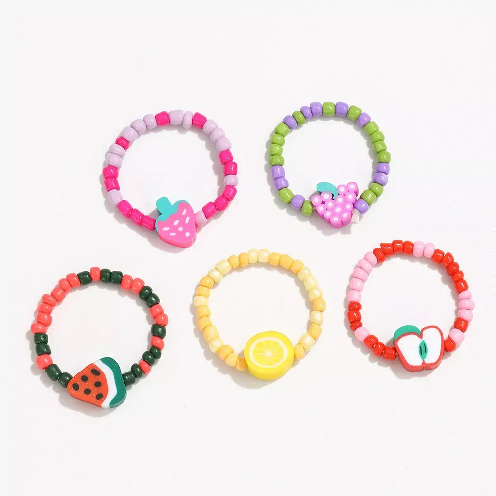 Colorful Fruit Charm Beaded Ring