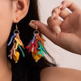 Colorful Resin Heart Dangle Earrings