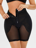 High-Waisted Lace Trim Shaping Shorts with zipper, slimming fit, and delicate lace trim, perfect for enhancing your silhouette.
