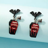 Halloween Gothic Vampire Coffin Bat Wing Drop Earrings