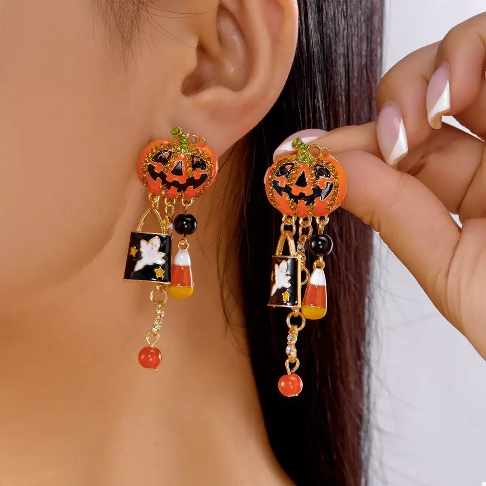 Halloween Pumpkin Drop Earrings