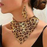 Leopard Necklace and Earrings Jewelry Set