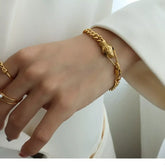 Titanium Steel Zircon Snake Bracelet