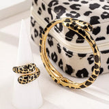 18K Gold-Plated Leopard Bypass Ring and Bracelet Jewelry Set