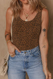 Leopard Scoop Neck Wide Strap Bodysuit