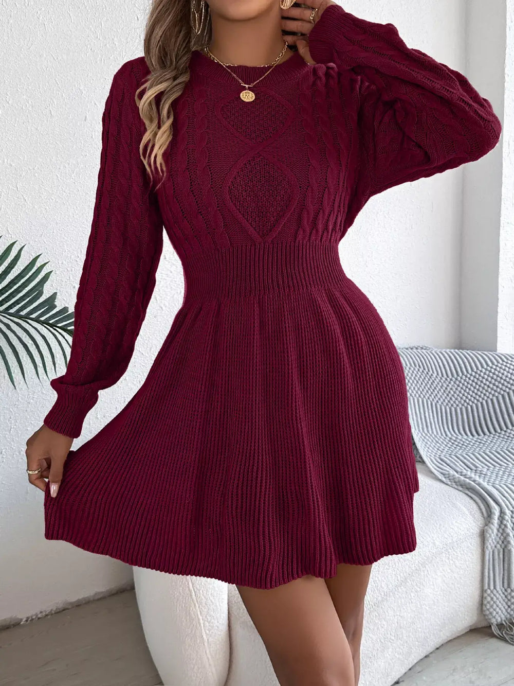 Cable Knit Long Sleeve Sweater Dress | Cozy & Chic