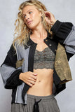 POL Button Down Patchwork Multi-Pattern Jacket