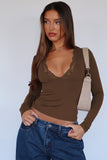 Lace Detail V-Neck Long Sleeve T-Shirt