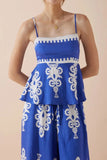 Printed Square Neck Cami and Wide Leg Pants Set