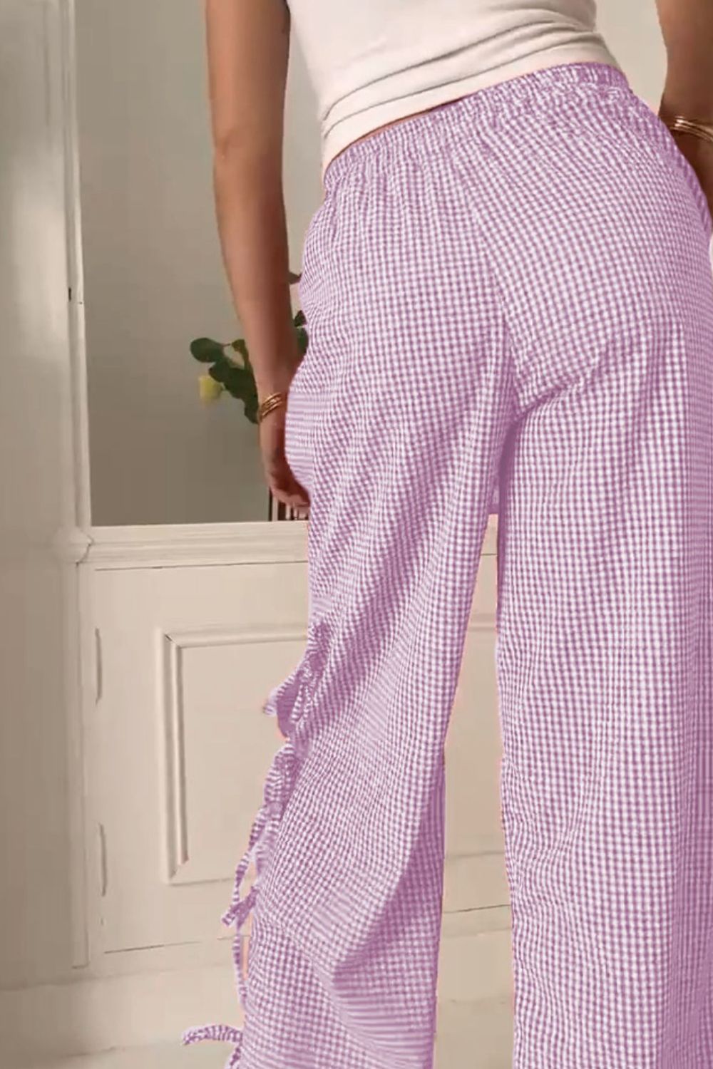 Side Tied Pants with Pockets
