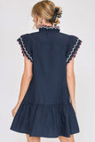 Umgee Full Size Ruffled Scalloped Sleeved Dress Plus Size