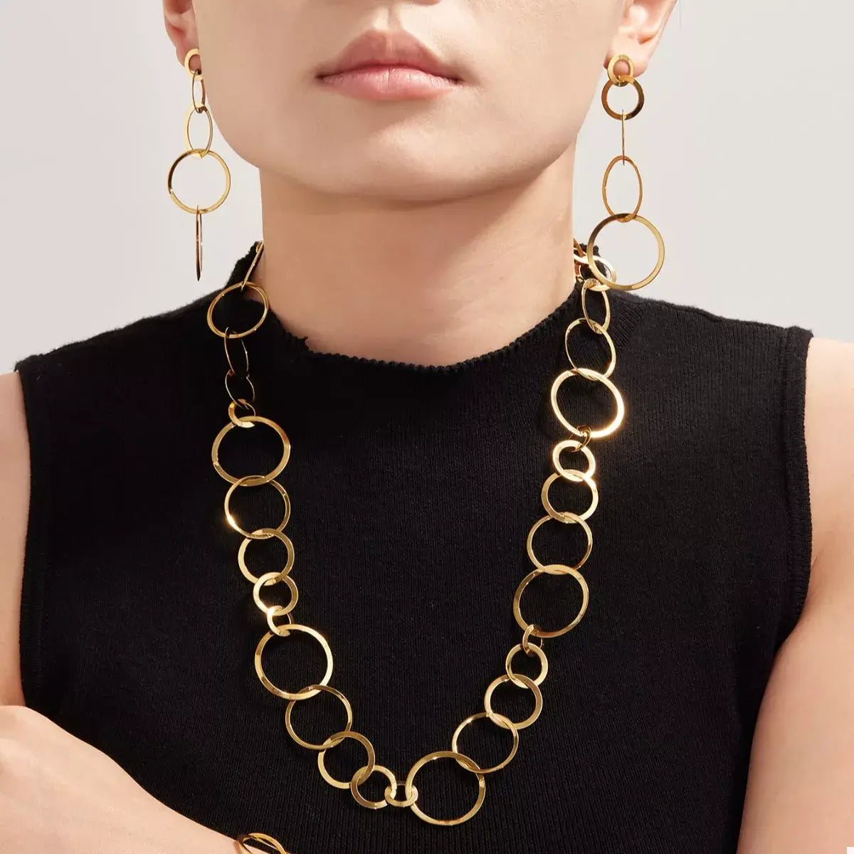 18K Gold-Plated Chain Link Statement Necklace