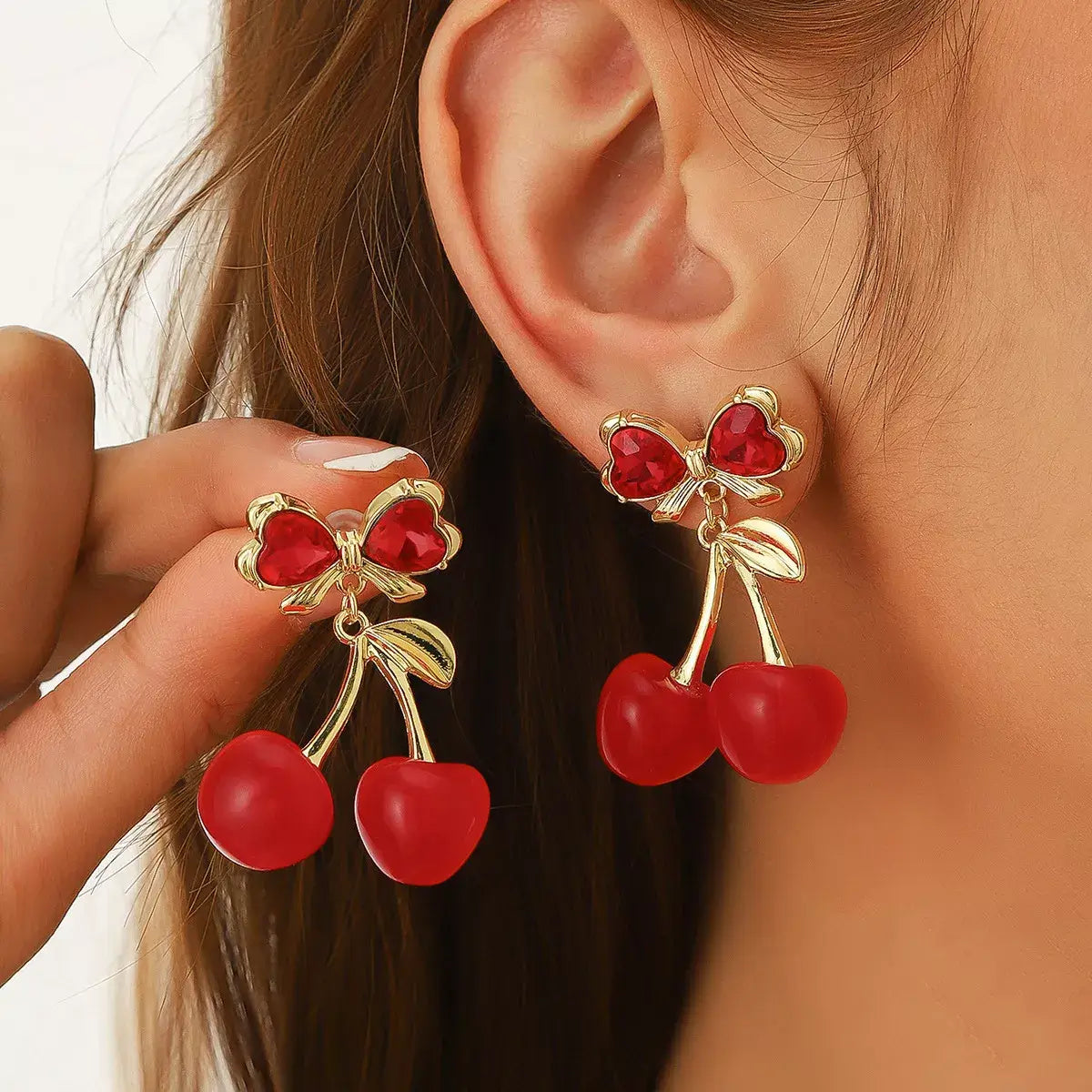 18K Gold-Plated Cherry Drop Earrings