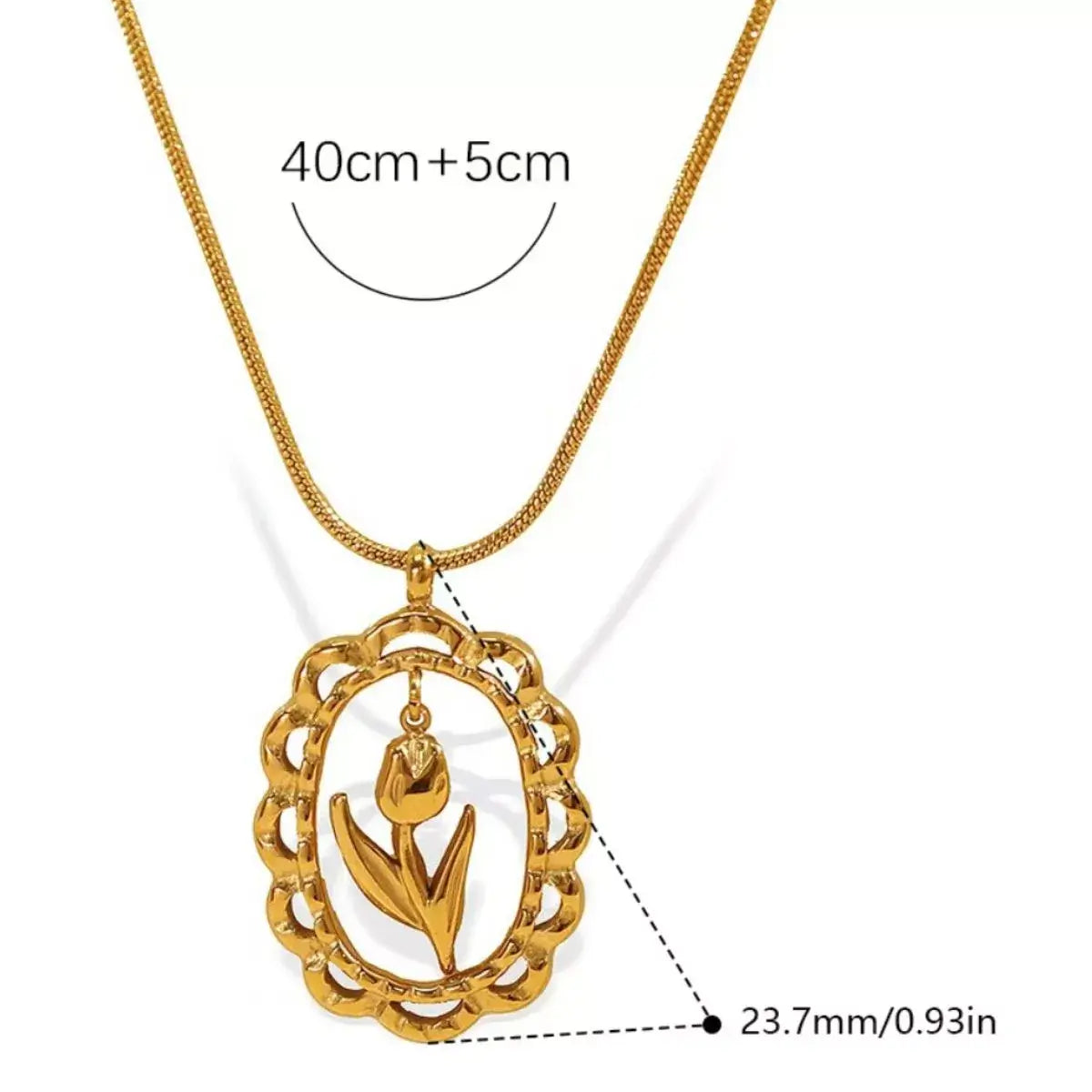18K Gold-Plated Stainless Steel Flower Pendant Necklace