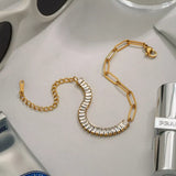 18K Gold-Plated Stainless Steel Rhinestone Chain Bracelet