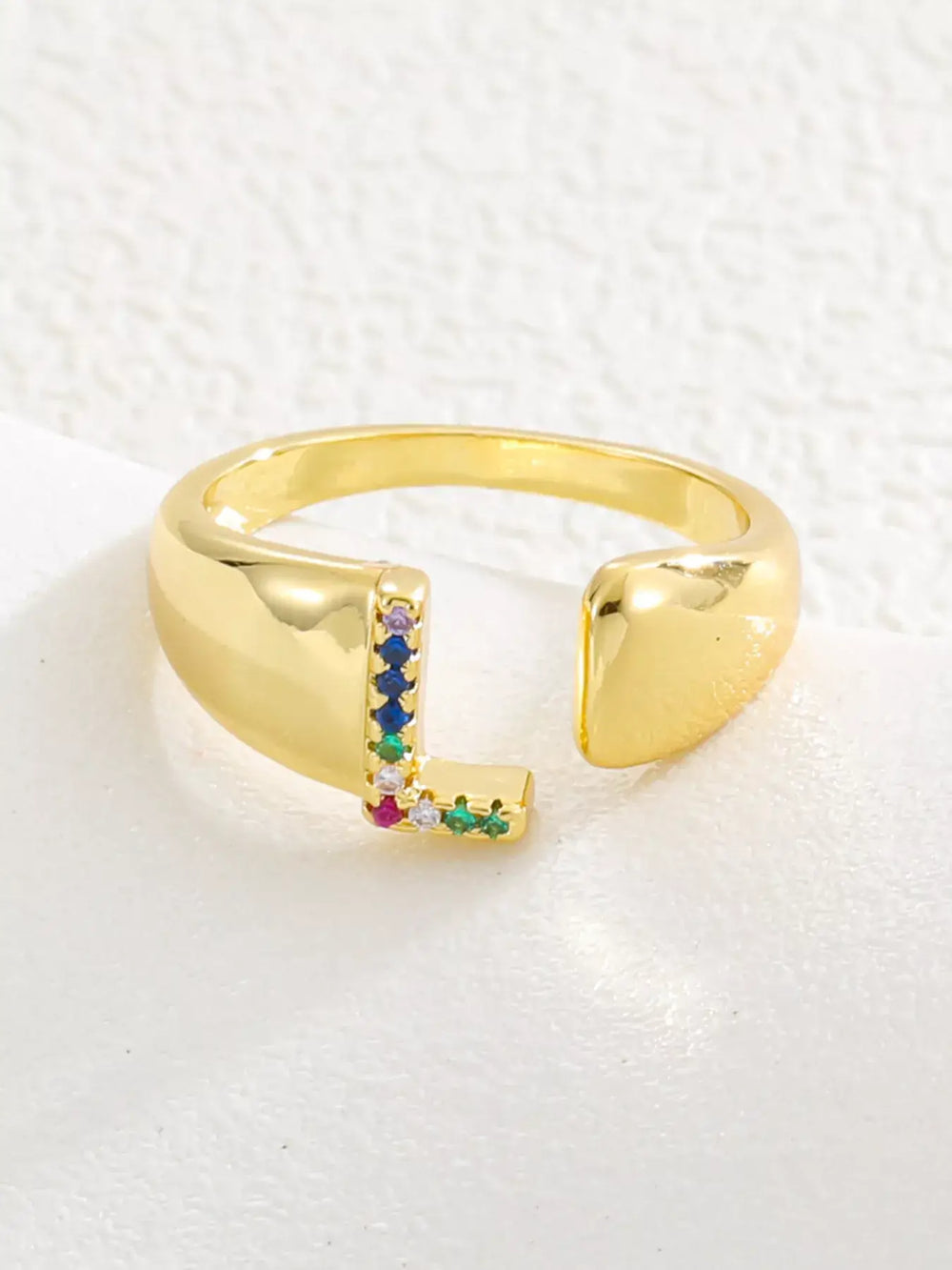 18K Gold-Plated Zircon Letter Ring | Elegant Jewelry