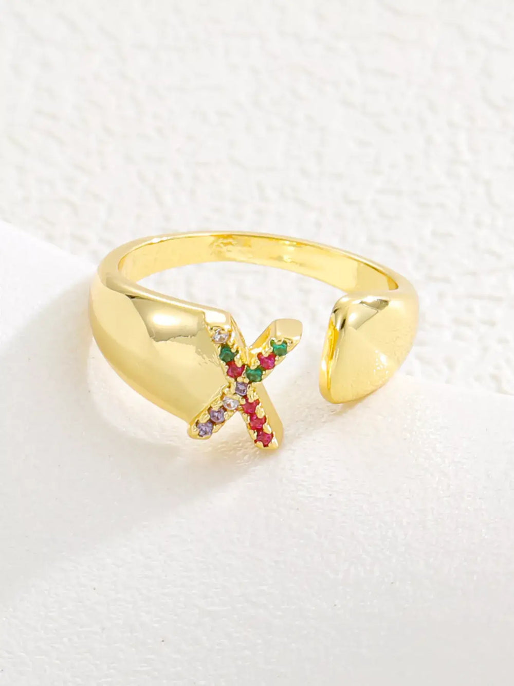 18K Gold-Plated Zircon Letter Ring | Elegant Jewelry