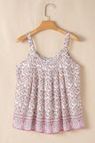 Floral Pleated Detail Scoop Neck Tank