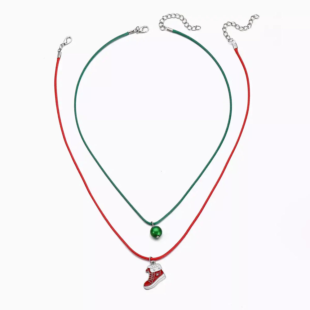 2 Piece Christmas Themed Pendant Necklace