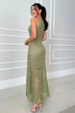 Hollowed-Out Sleeveless Maxi Dress