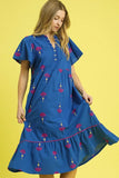 Umgee Embroidered Tiered Midi Dress