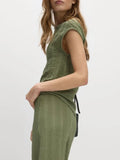 Round Neck Cap Sleeve Top and Pants Set