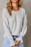 Printed Round Neck Flounce Sleeve Blouse