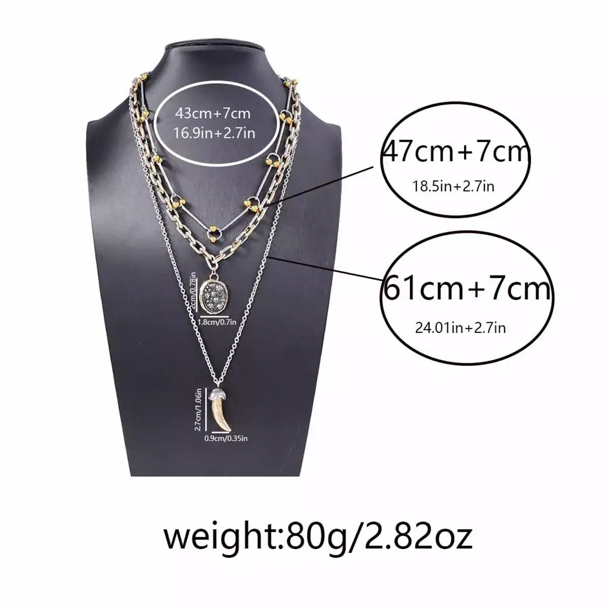 3 Piece Chain Pendant Necklace