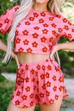Floral Cropped Tee and Shorts Lounge Set