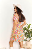 Devine Smocked Sweetheart Neck Flounce Sleeve Mini Dress