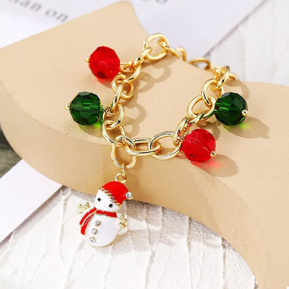Christmas Santa Snowman Bracelet with Colorful Crystal