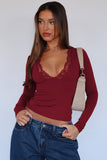 Lace Detail V-Neck Long Sleeve T-Shirt