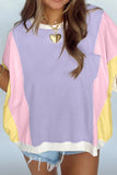 Color Block Patchwork Half Sleeve Oversized T Shirt