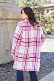 Double Take Full Size Plaid Button Up Lapel Collar Coat