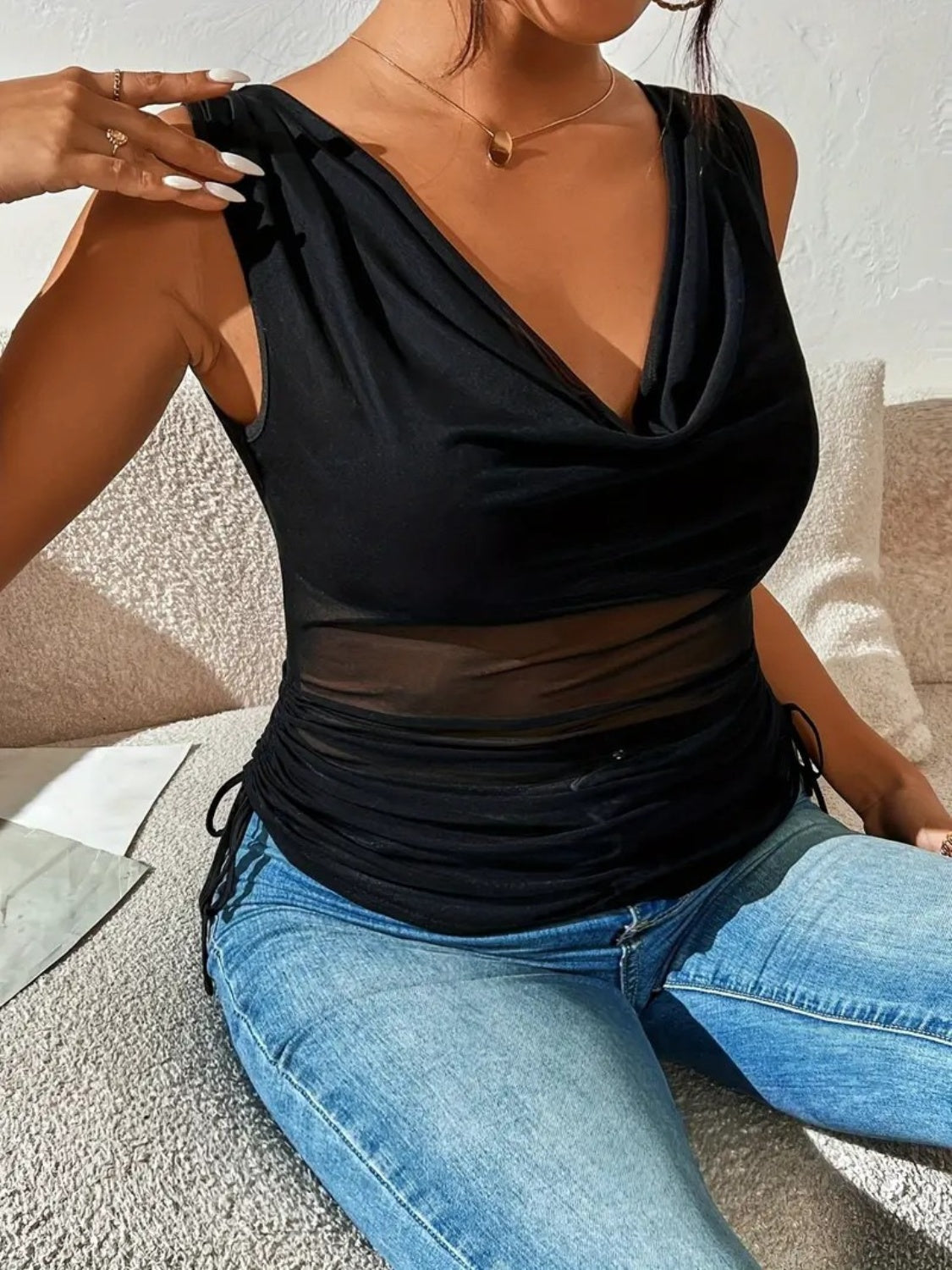 Side Drawstring Ruched Tank