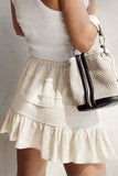 Ruffled Hemline Elastic Waist Mini Skirt