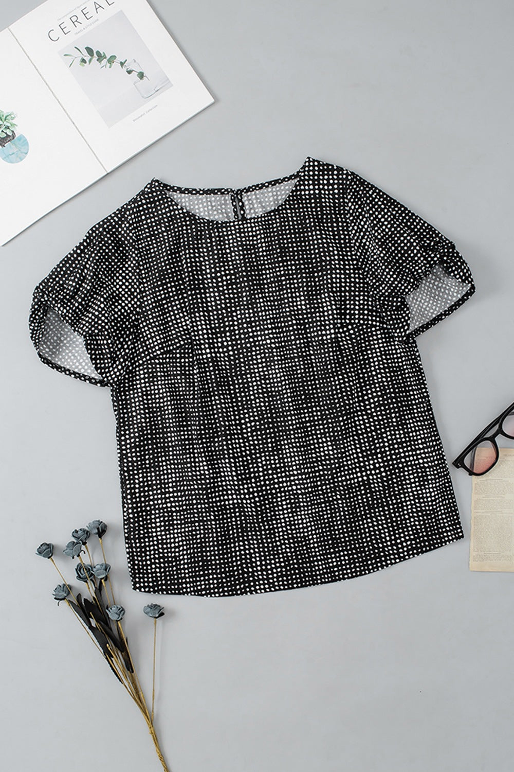 Printed Short Puff Sleeve Blouse