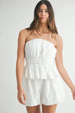 MABLE Floral Eyelet Lace Tube Top and Short Set