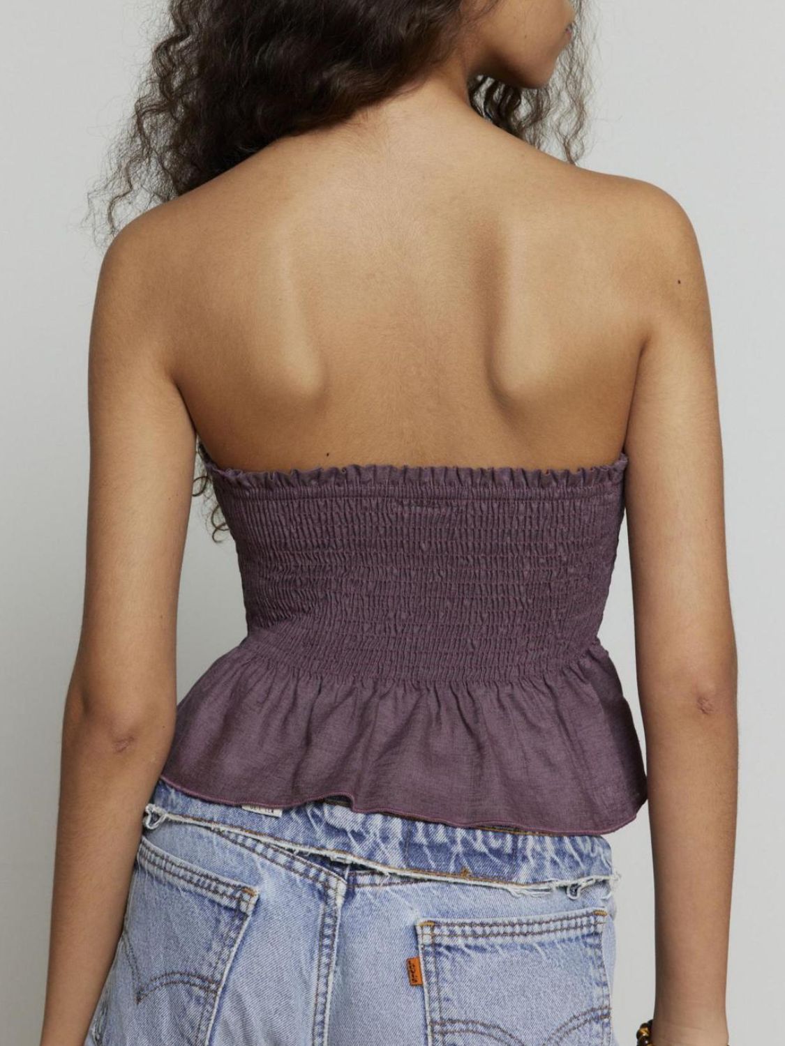 Smocked Peplum Tube Top