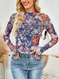 Floral Mock Neck Long Sleeve Top