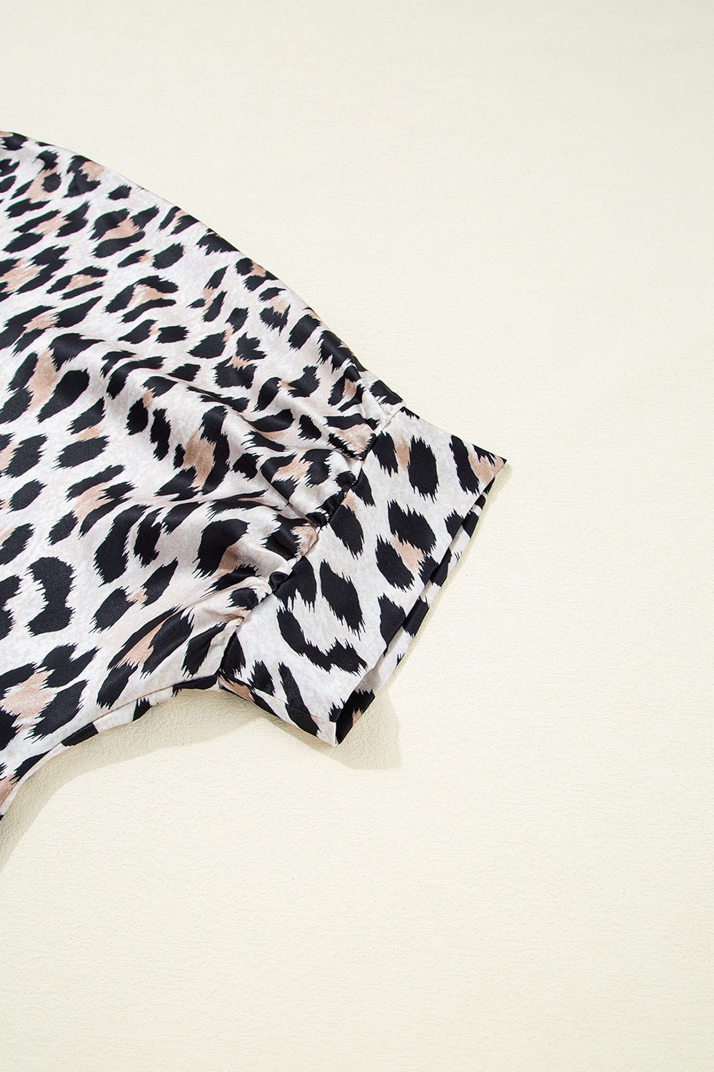 Leopard Print Buttoned 3/4 Sleeve Loose Fit Shirt