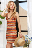 ADORA Contrast Striped V-Neck Mini Dress