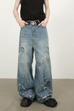 Men's Distressed Wide Leg Jeans