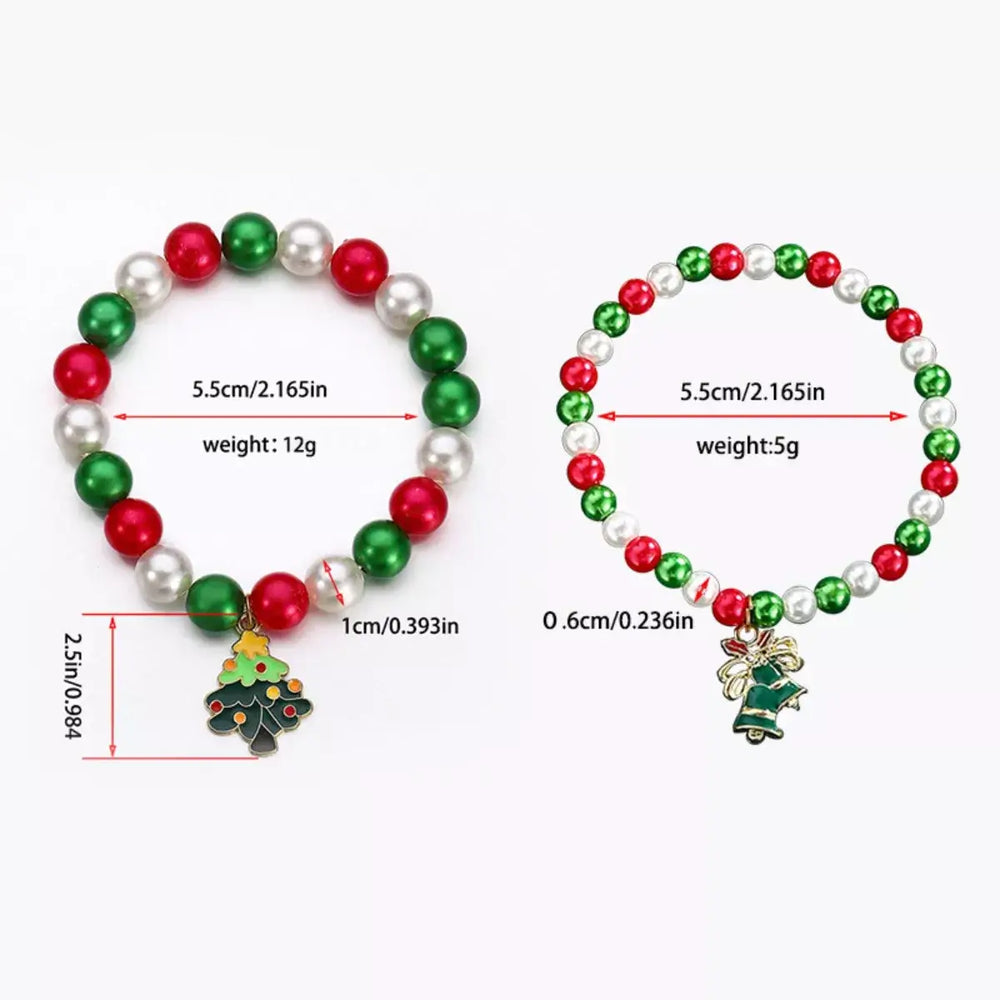 5 Piece Christmas Synthetic Pearl Bracelet