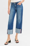 RISEN Full Size Tummy Control Mid Rise Crop Wide Cuffed Jeans Plus Size