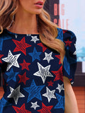 Star Round Neck Puff Sleeve Top